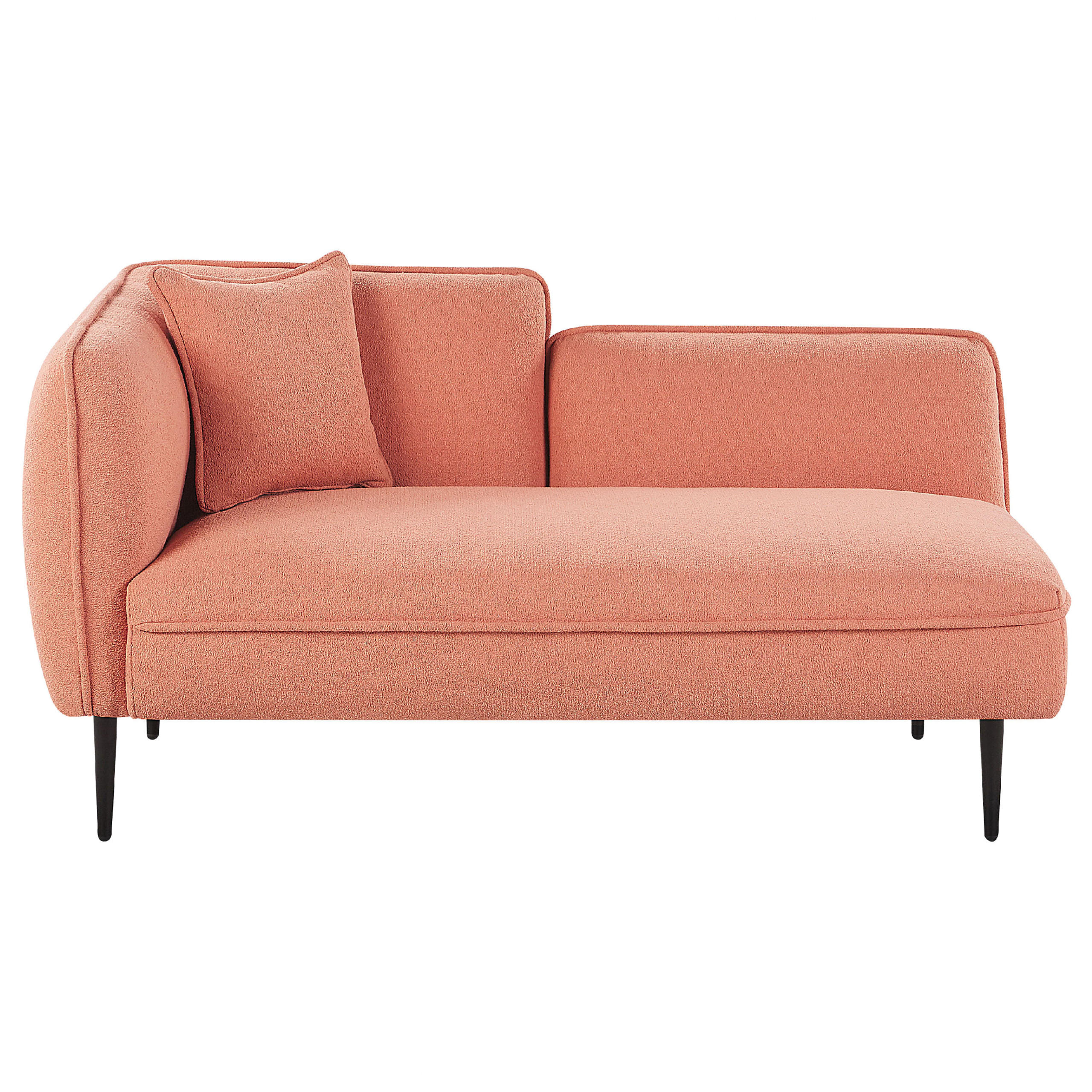CHAISELONGUE Bouclé pfirsichrosa linksseitig Chevannes - Pink/Schwarz, Textil (138/74/77cm) - Beliani