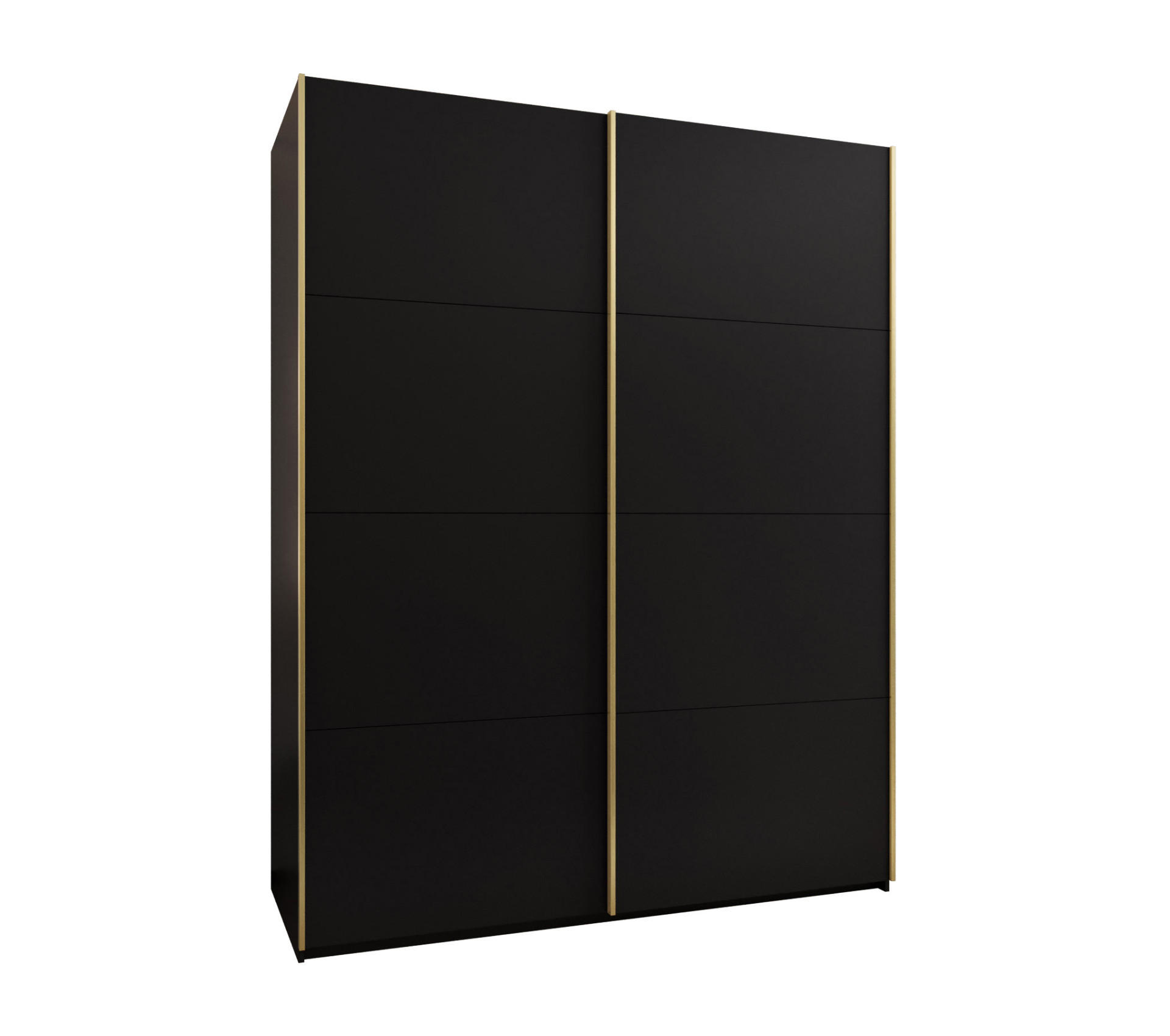 Abiks Möbel Schwebetürenschrank Schwarz, Schwarz, Gold 190x245x64 cm