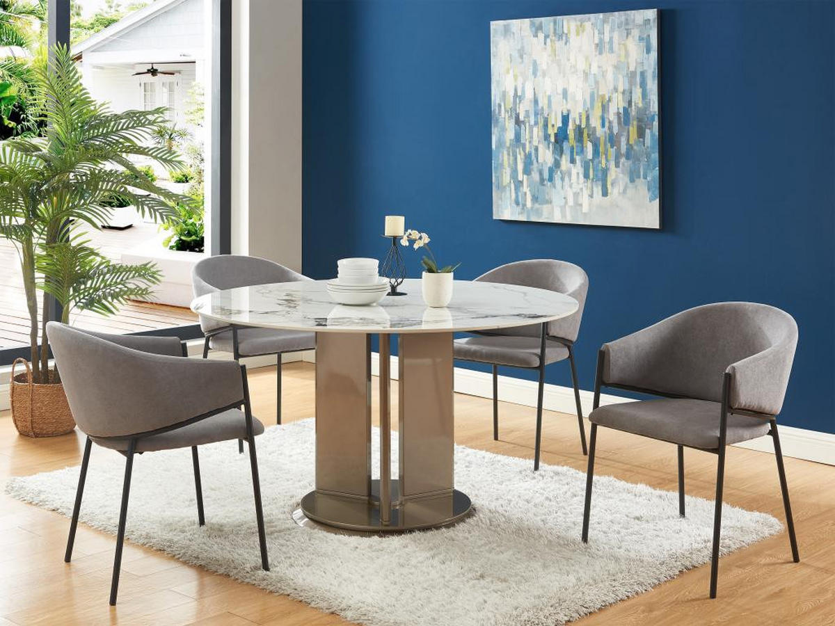 STUHL mit Armlehnen 6er-Set - Stoff & Metall - Grau - ORDIDA - Grau, Textil (61/80/53cm) - Pascal Morabito