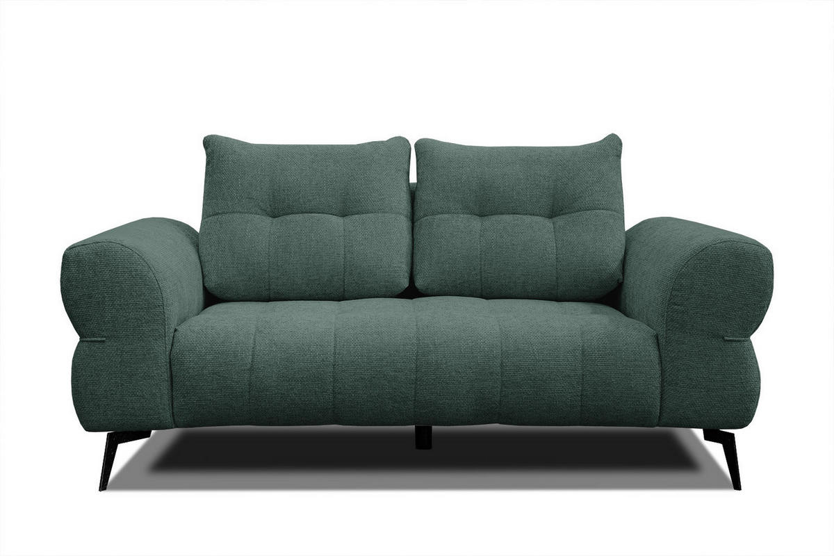 SOFA SALVINI 2-Sitzer, smaragdgrün - Smaragdgrün/Schwarz, Holzwerkstoff/Textil (176/88/99cm) - Courtois Laville
