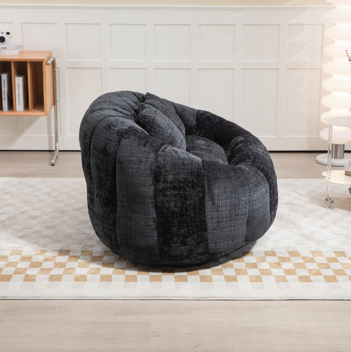 SITZSACK Lounge-Sofa 150x95 cm Chenille Black - Schwarz, Kunststoff (95/63/145cm) - Beauniv