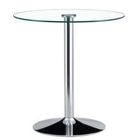 BARTISCH Ø 89 cm in Glas & Silber - Transparent, Glas (89/89/92cm) - Urban Meuble