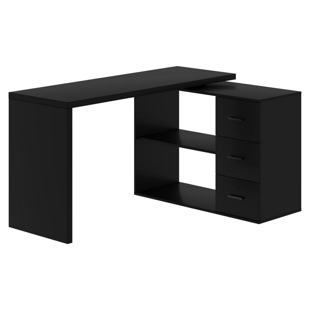 SCHREIBTISCH mit Schubladen flexibel 140 x 50 x 76 cm - Schwarz, Holzwerkstoff/Metall (50/140/76cm) - Quality Elegance