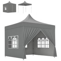 PAVILLON DE-14028 3/3 m, 4 abnehmbare Seitenwände, 3 Fenster, höhenverstellbar Grau - Grau, Textil (290/325/290cm) - ComfortXL