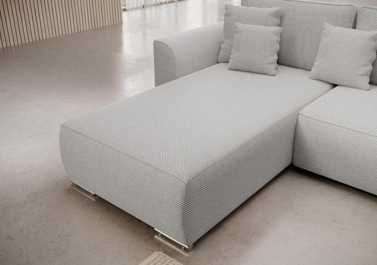 ECKSOFA GUSTO L Curio 80 Links mit Schlaffunktion - Grau, Textil (279/193cm) - Bedante