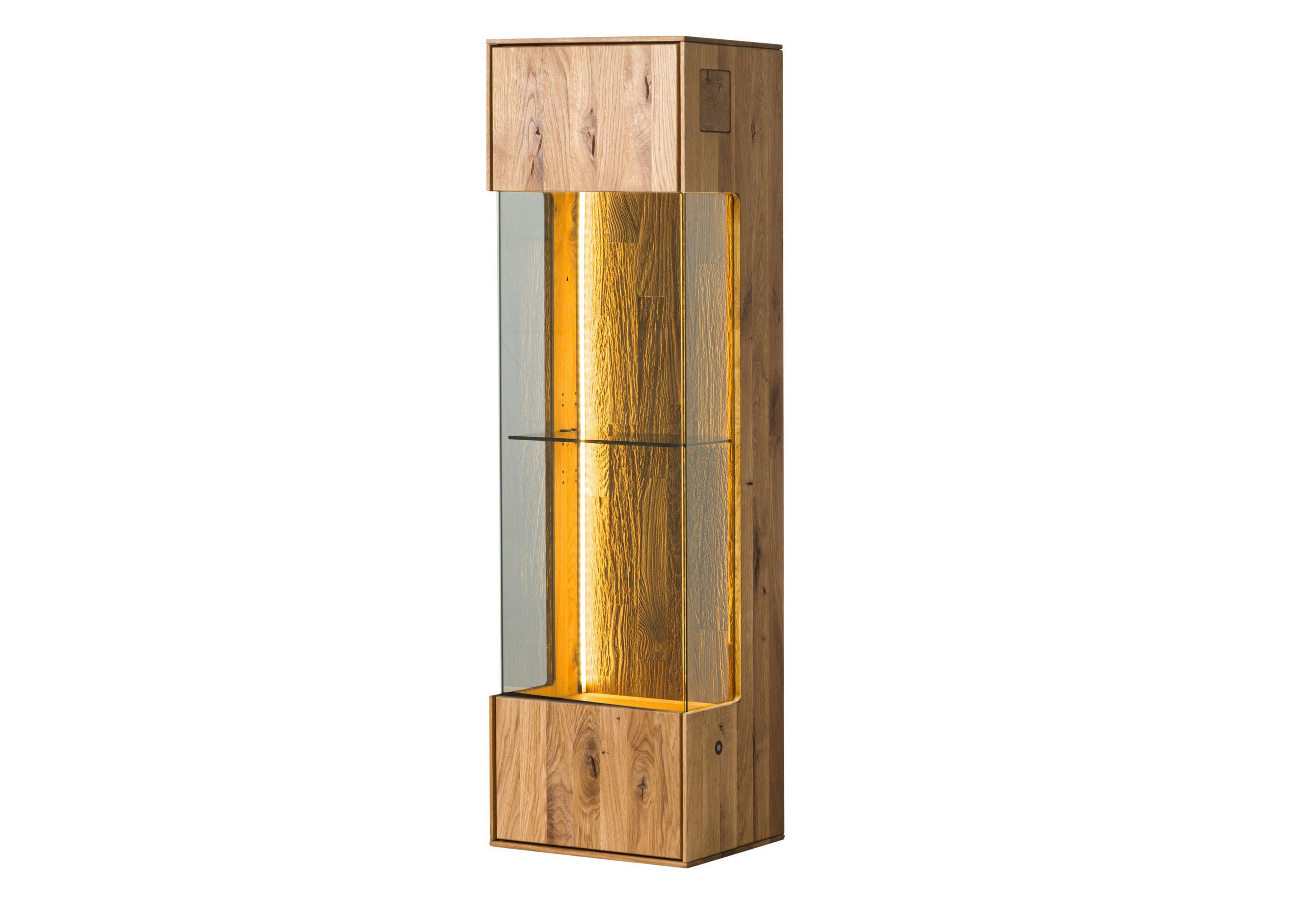 HÄNGEVITRINE Wildeiche 37x32x130 natur geölt WIEN #232 - Naturfarben, Holz (37/130/32cm) - Massivmoebel24