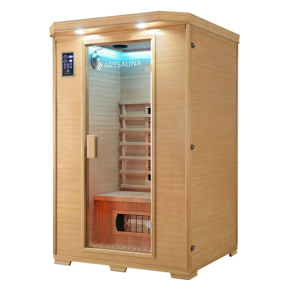 INFRAROTKABINE Oslo mit Vollspektrumstrahlern & Hemlockholz - Naturfarben, Holz (120/190/100cm) - Artsauna