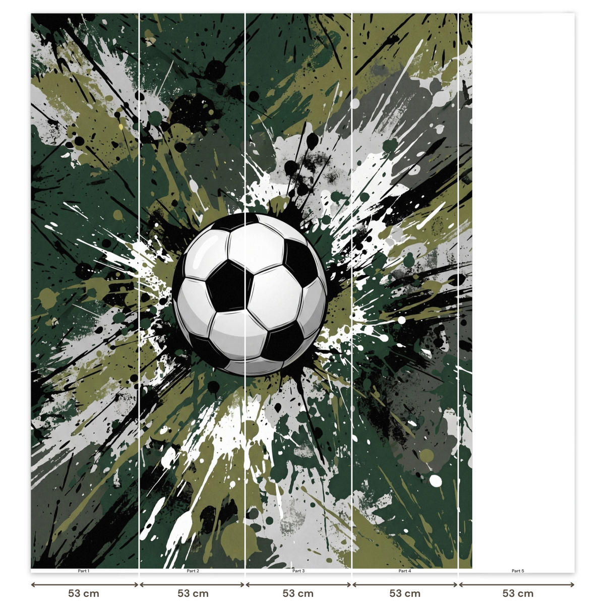 KINDERTAPETE - Fußball - Farbe - Spritzer - Grün - 220x260 cm - Dunkelgrün, Papier (220/260cm) - OnlyWow