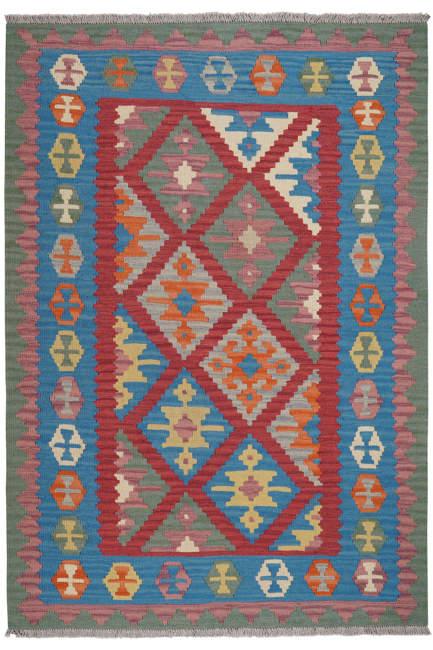 HANDWEBTEPPICH Kelim Gashgai Rot 183/131 cm Schurwolle - Rot, Textil (131/183cm) - Looma