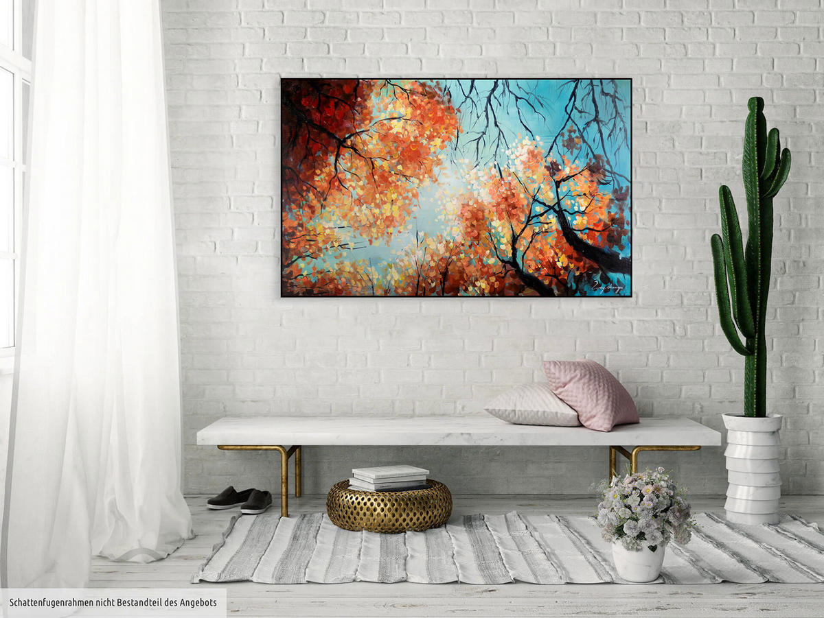 ÖLGEMÄLDE 120/75 cm - Blau/Orange, Holz/Textil (2.1/75cm) - KUNSTLOFT