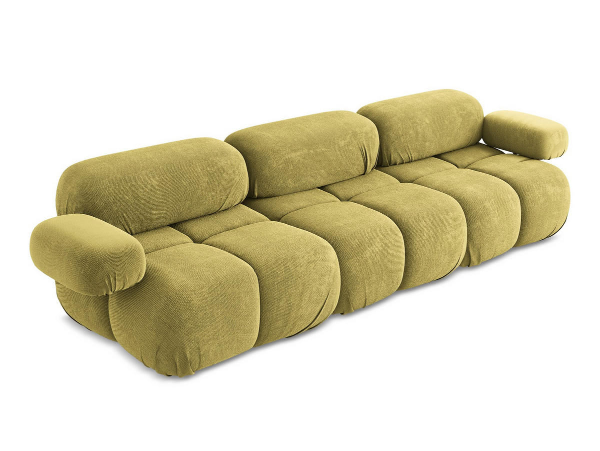 3-SITZER SOFA Chenille Stoff Grün - Limette/Schwarz, Kunststoff/Textil (285/70/96cm) - Makamii