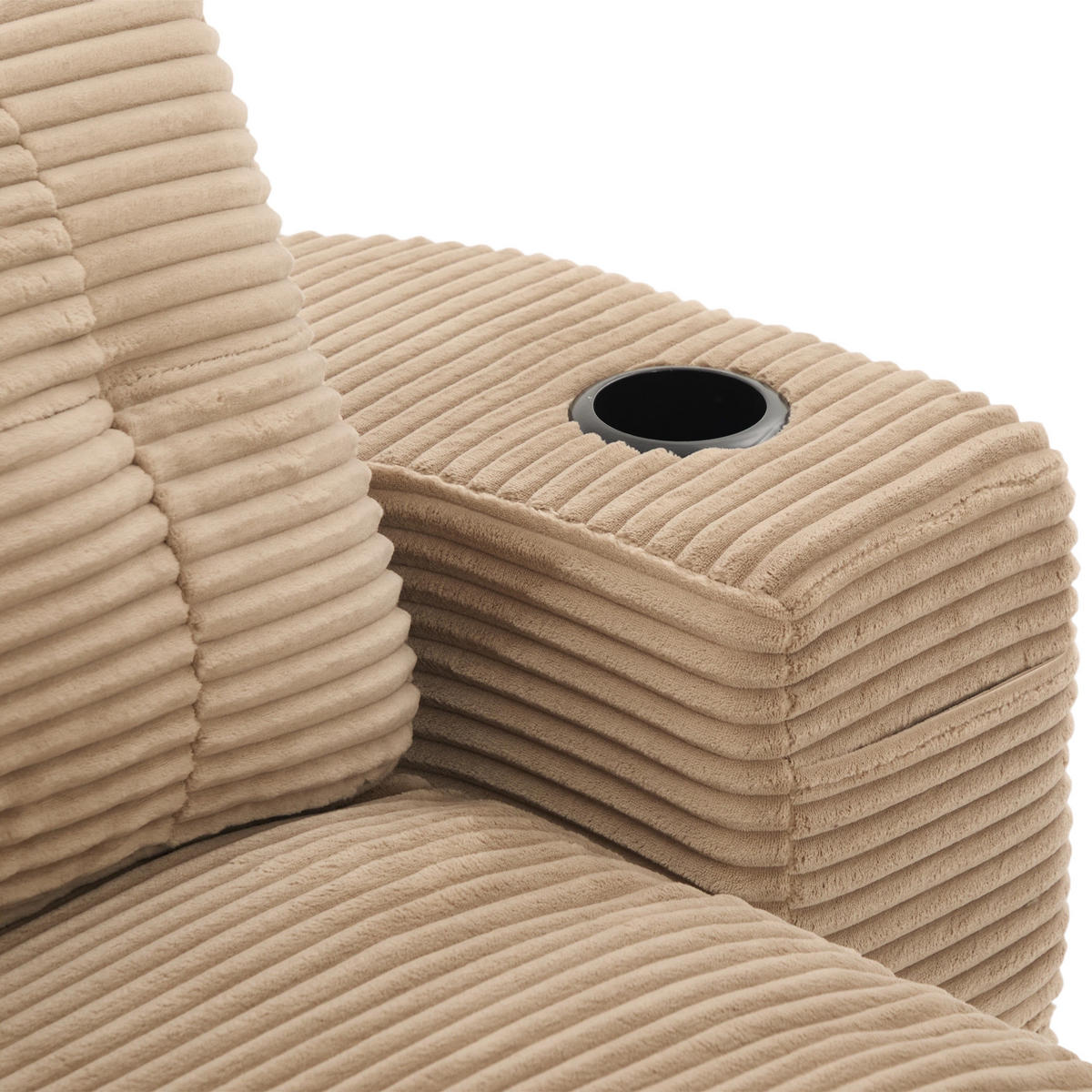 SCHLAFSOFA DE-33608 2-in-1 mit Getränkehaltern und tiefer Sitzfläche Khaki - Braun, Textil (165/61/97cm) - ComfortXL