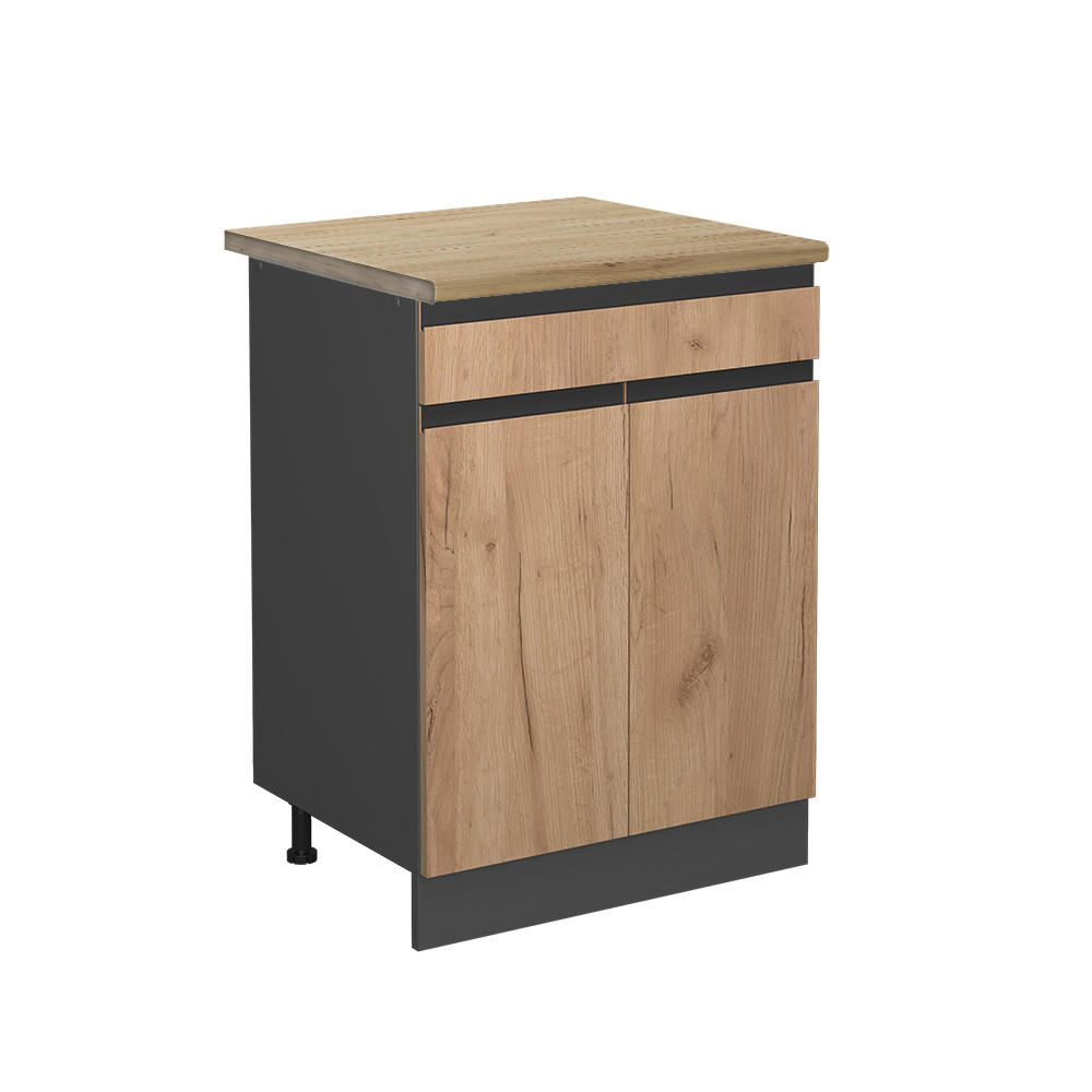 KÖKSUNDERSKÅP R-Line Goldkraft ek 60 cm , AP Oak Honungsek, Antracit 81.6/60/60 cm