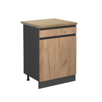 KÜCHENUNTERSCHRANK R-Line Goldkraft Eiche 60 cm, AP Eiche - Honigeiche/Anthrazit, Holzwerkstoff (60/81.6/60cm) - Vicco