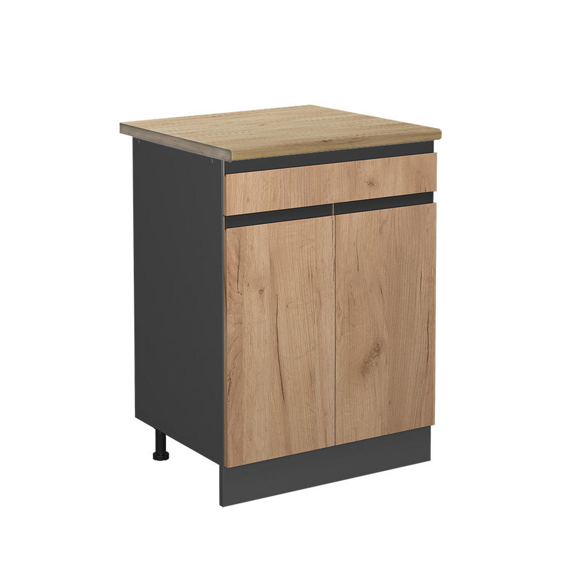 KÜCHENUNTERSCHRANK R-Line Goldkraft Eiche 60 cm, AP Eiche - Honigeiche/Anthrazit, Holzwerkstoff (60/81.6/60cm) - Vicco