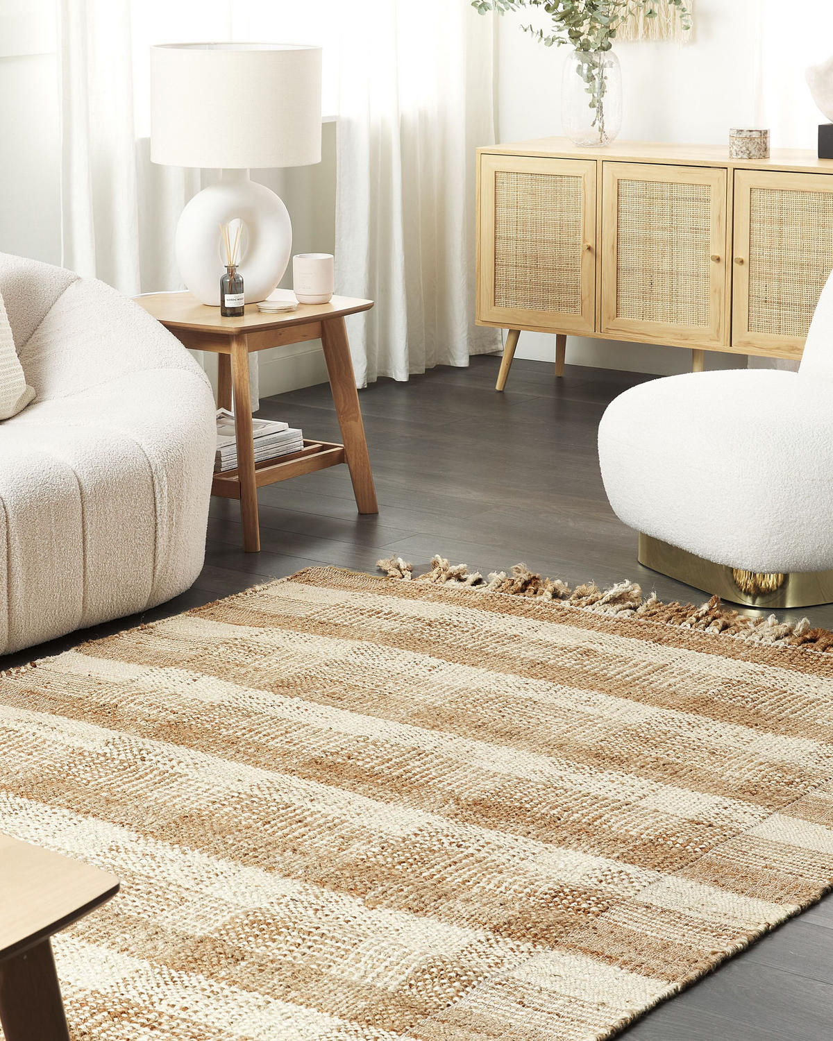 TEPPICH geflochten Berissa 230/160 cm - Beige, Naturmaterialen (160/230cm) - Beliani