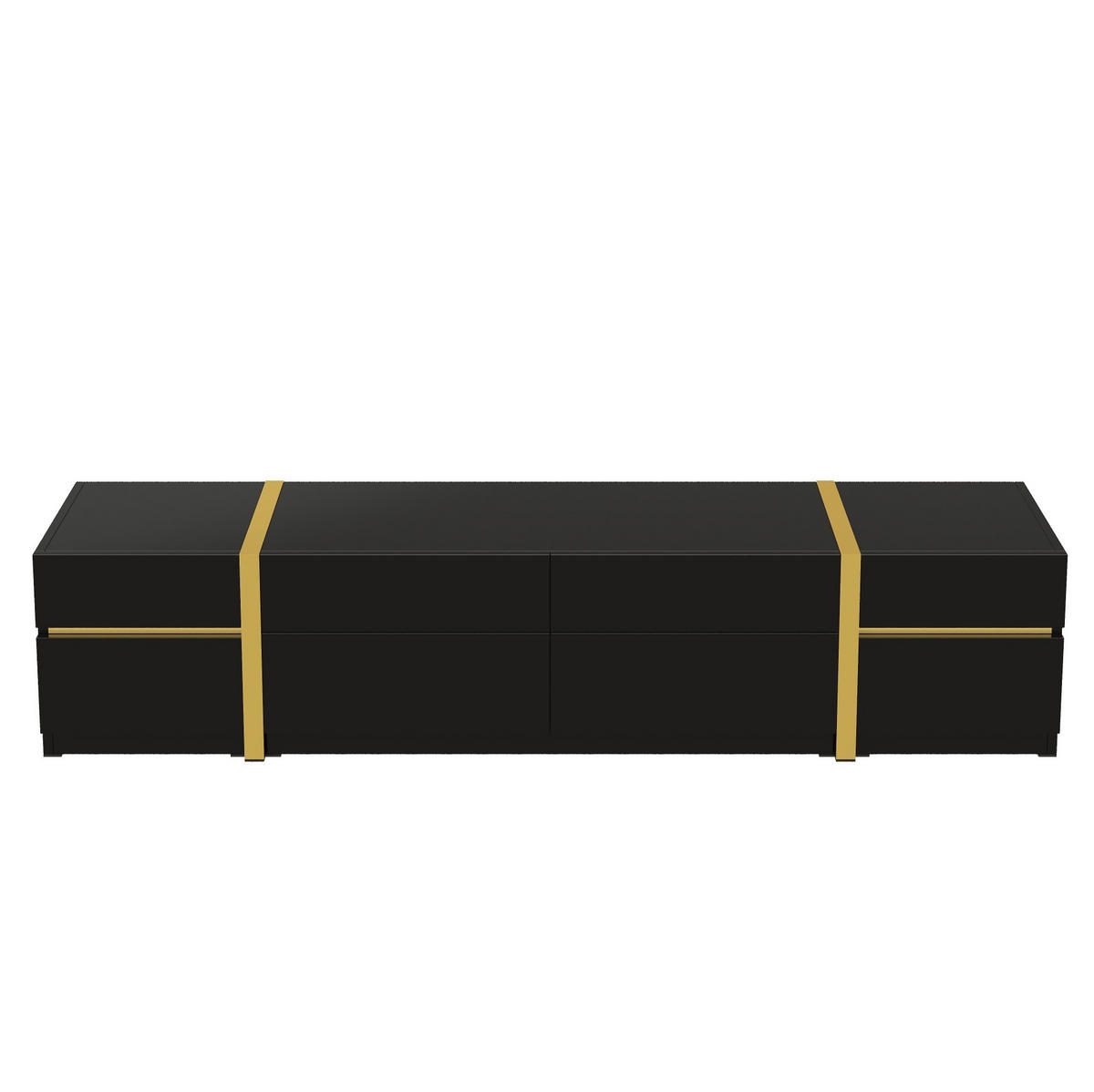 TV-LOWBOARD aus MDF und Spanplatte 180x40x38 cm Schwarz mit Hochglanzfront, 4 Schubladen und 2 Türen - Schwarz, Holzwerkstoff (180/38/40cm) - IVMEU