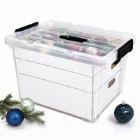 WEIHNACHTSKUGELBOX Transparent Kunststoff 40 L mit Einsätzen - Transparent, Wellpappe/Kunststoff (51/24.5/38.5cm) - Relaxdays
