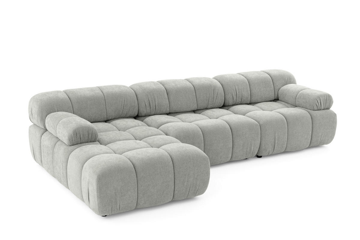 MODULARES Ecksofa MOMENTUM L, Links, Breite 282 cm, strukturierter Stoff, Grau - Chromfarben/Grau, Holz/Textil (282/155cm) - Muffo