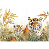 FOTOTAPETE Kinderzimmer Tiere Tiger 300x210 - Multicolor, Papier (300/210cm) - Wallarena