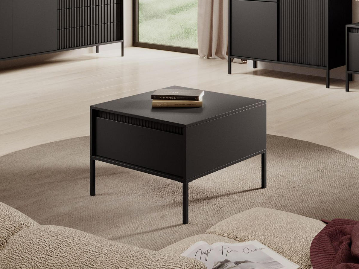 COUCHTISCH Schwarz 68/68/49 cm Sorano - Schwarz, Naturmaterialen/Metall (68/68/49cm) - Graingold