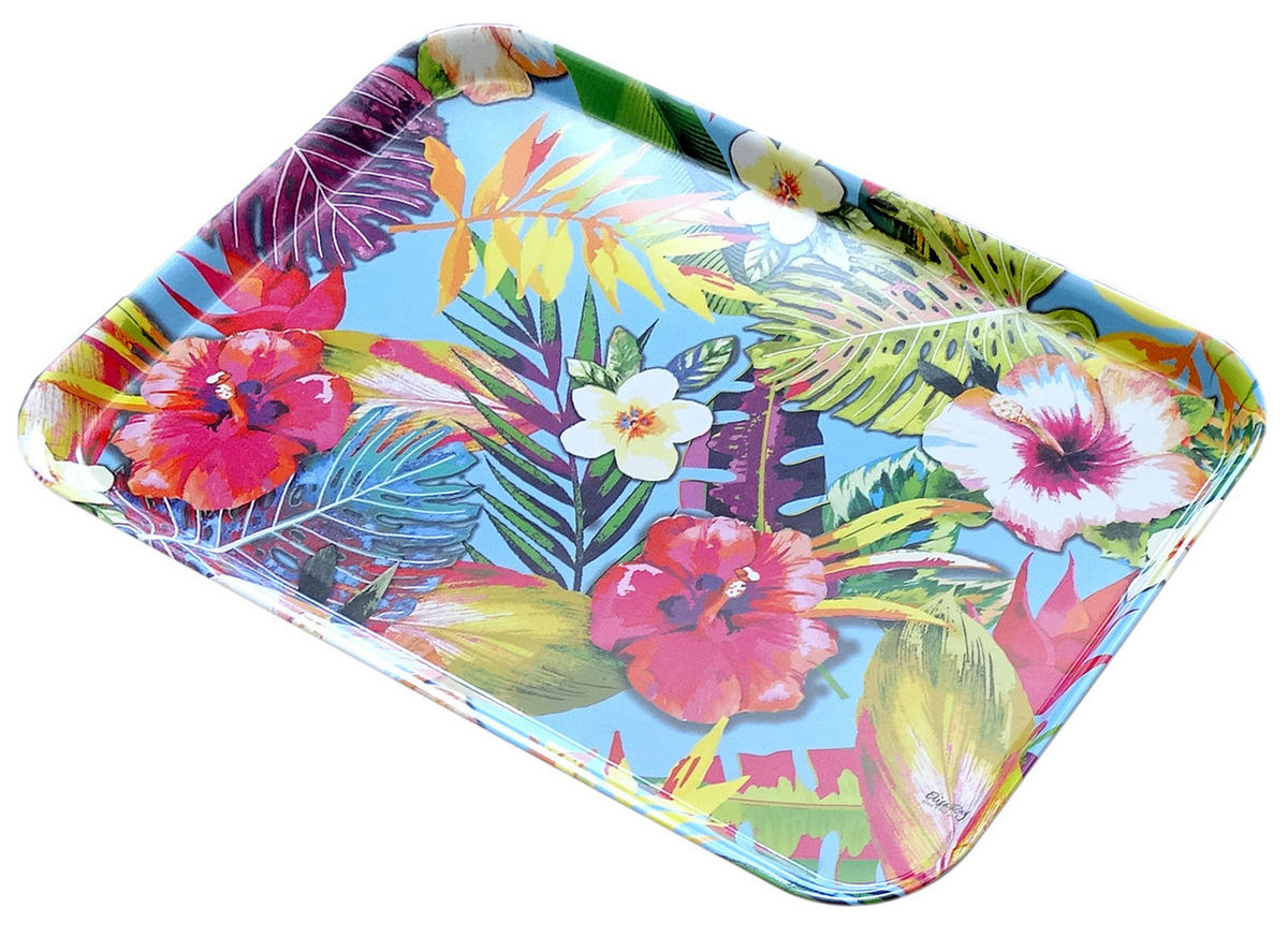 TABLETT Tropical, rechteckige Melamin Serviertablett 45x31 cm - Multicolor, Kunststoff (31/2/45cm) - Lashuma