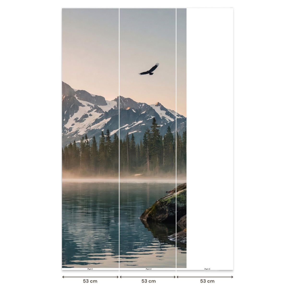 TAPETE - Berge - Wasser - Bäume - 120x240 cm - Multicolor, Papier (120/240cm) - OnlyWow