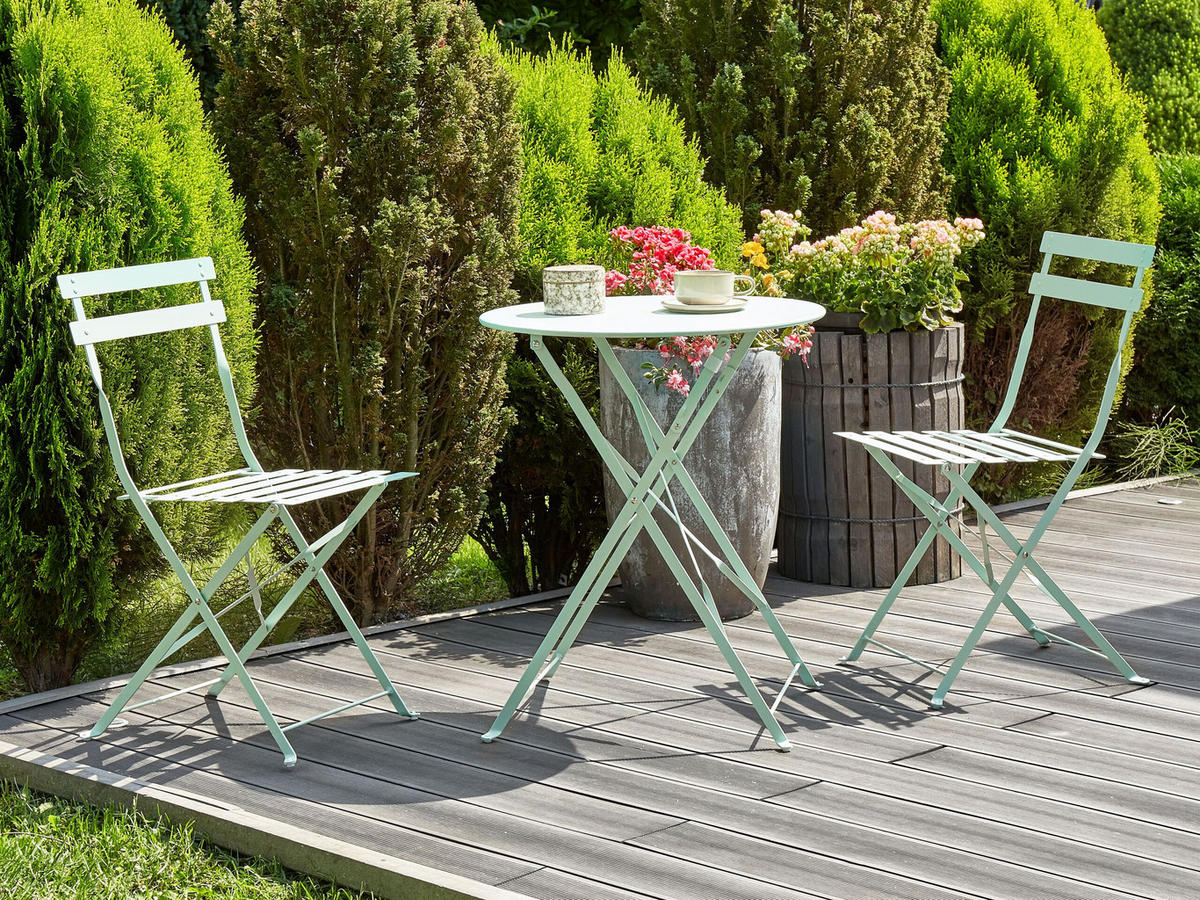 BALKONSET 2-Sitzer mintgrün zusammenklappbar Fiori - Grün, Metall - Beliani