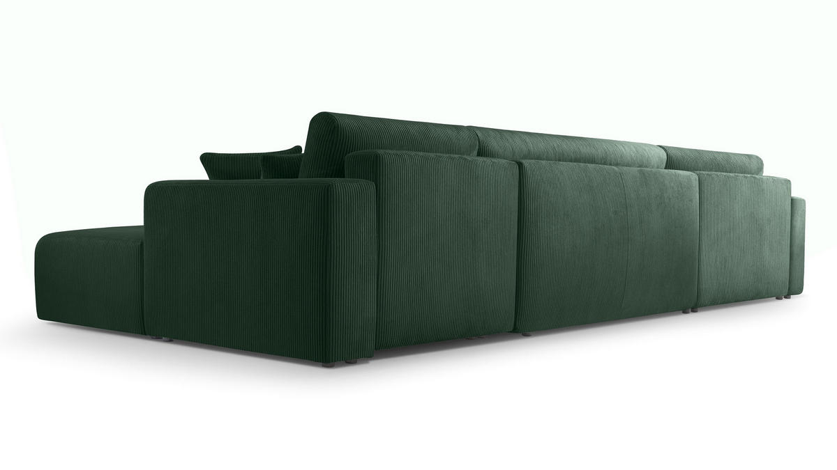 WOHNLANDSCHAFT Catea Grün 364/145/85 cm mit Schlaffunktion - Schwarz/Grün, Kunststoff/Textil (364/84/145cm) - AX Living