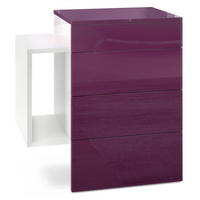 NACHTTISCH Queens Front in Brombeer Hochglanz - Brombeere, Holzwerkstoff (60/63/36cm) - Vladon