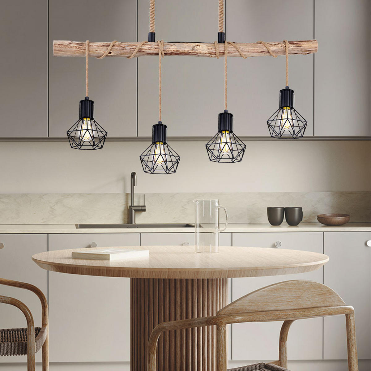 LED HÄNGELEUCHTE Metall Braun - Braun, Holz (100/13.3/120cm) - Globo Lighting