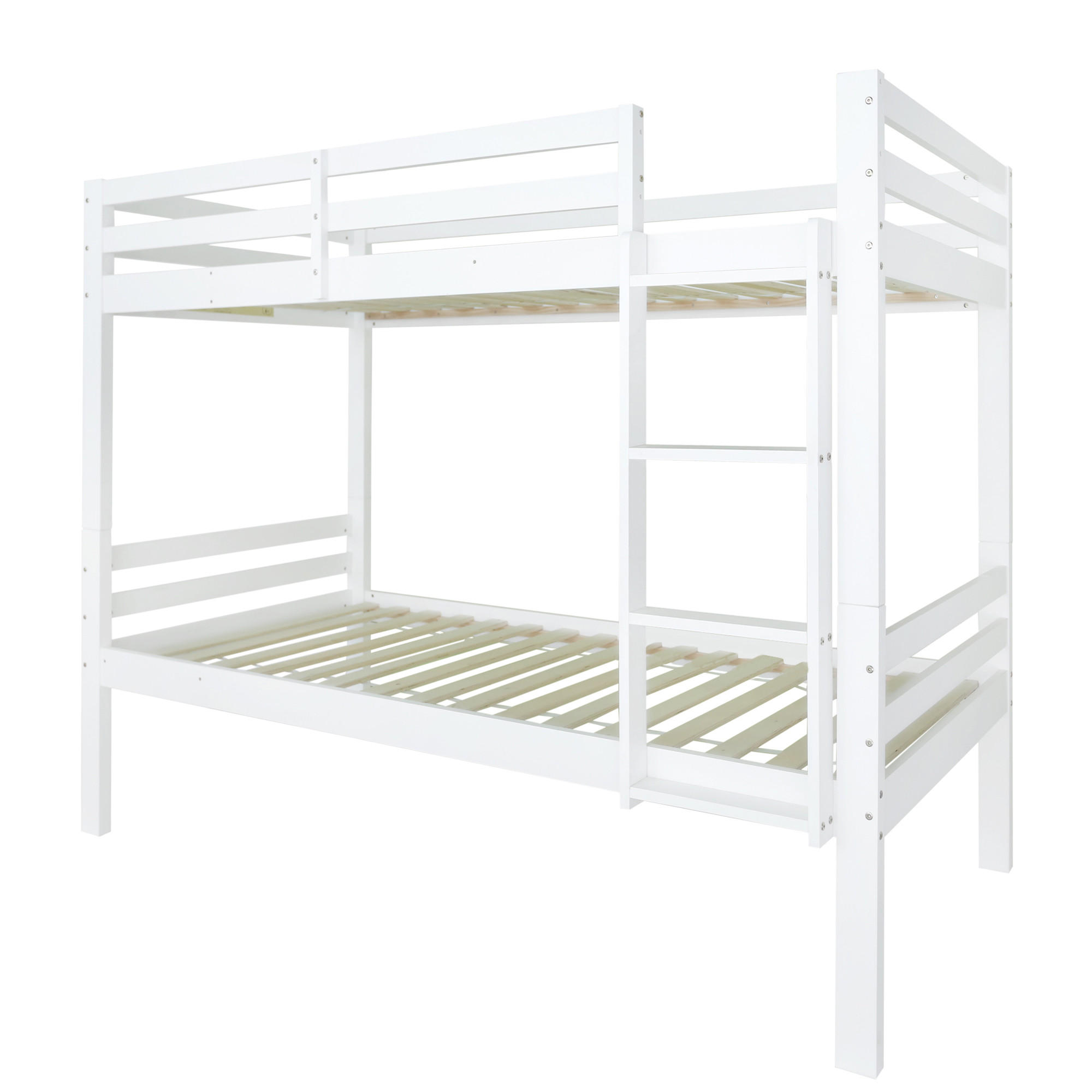 ETAGENBETT 90/200 cm & 90/200 cm in Weiß Kinderbett teilbar in 2 Einzelbetten mit Winkelleiter und Absturzsicherung - Weiß, Holzwerkstoff (90/200cm) - STILVORA