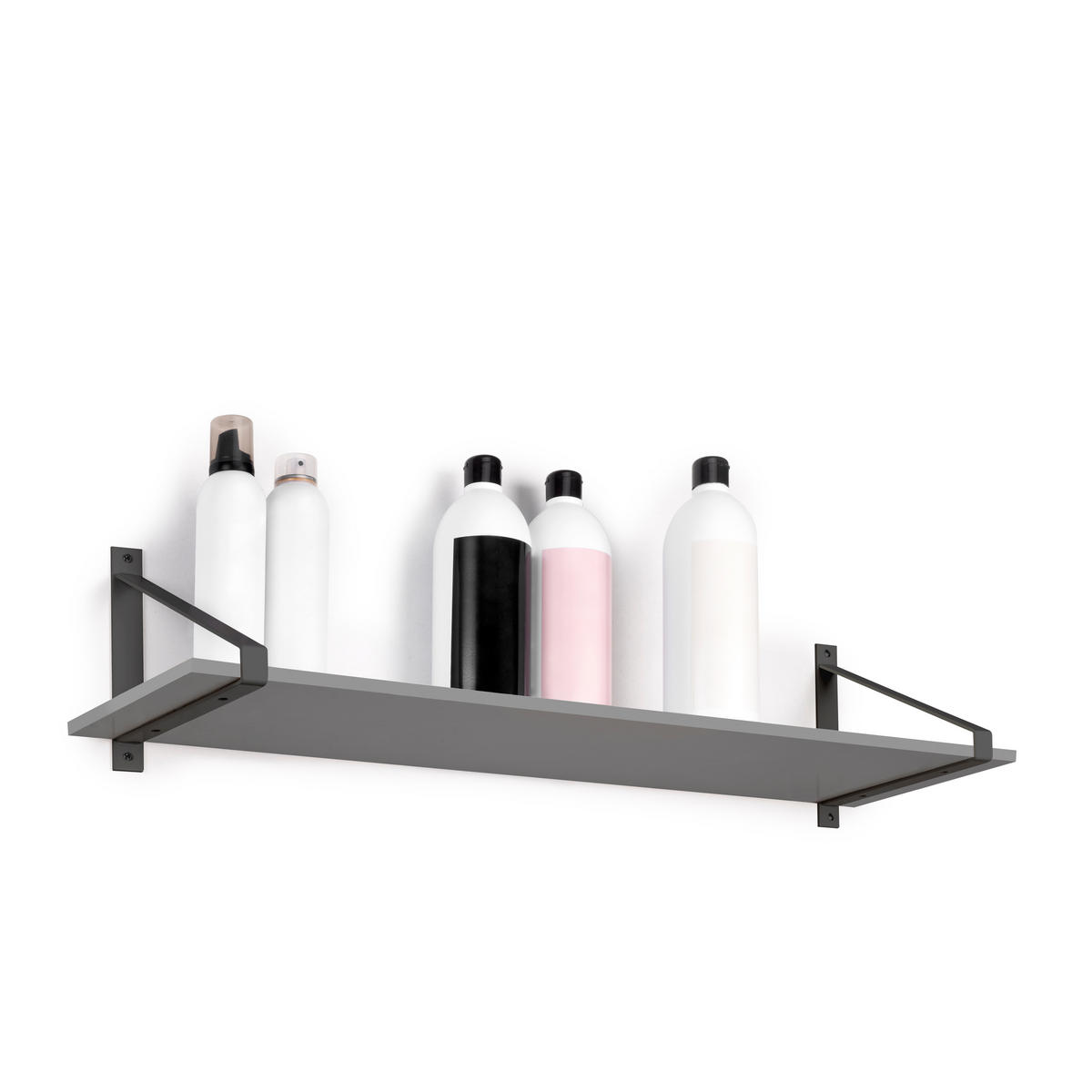 TRÄGER-SET für Regale in Holz Shelf mit dreieckiger Form, Stahl, Schwarz - Schwarz, Metall (22.5/3/22cm) - EMUCA