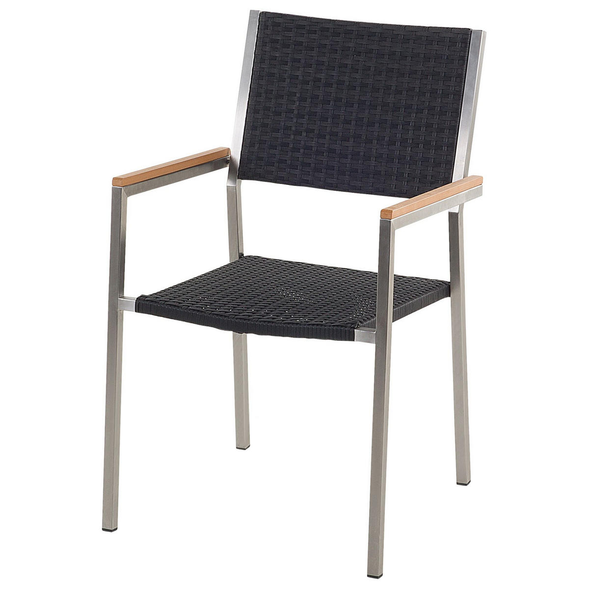GARTENMÖBEL SET 6-Sitzer Granit grau poliert Rattan Grosseto - Silberfarben/Schwarz, Metall - Beliani