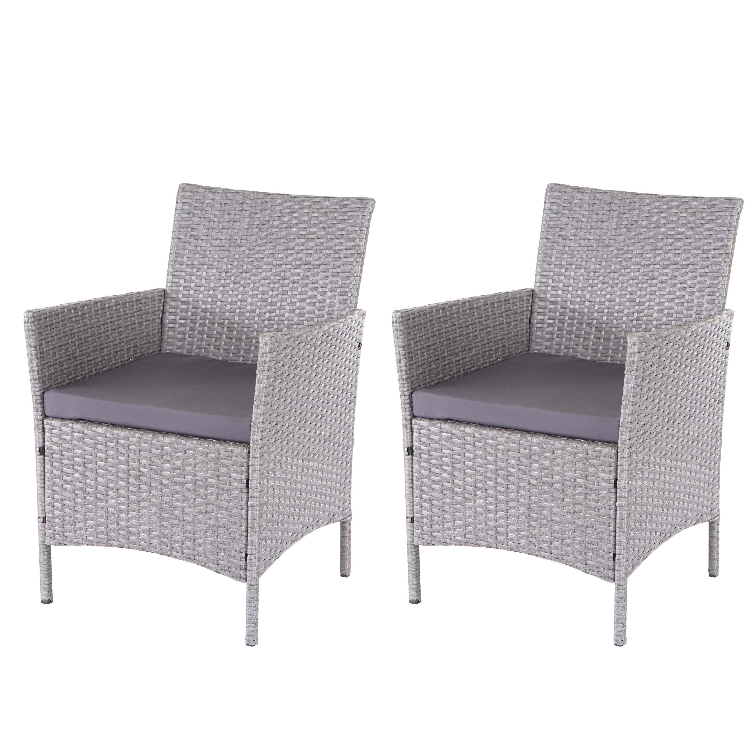 POLY-RATTAN SESSEL HALDEN Grau, Anthrazit 2er-Set - Anthrazit/Grau, Kunststoff (59/83/60cm) - MCW