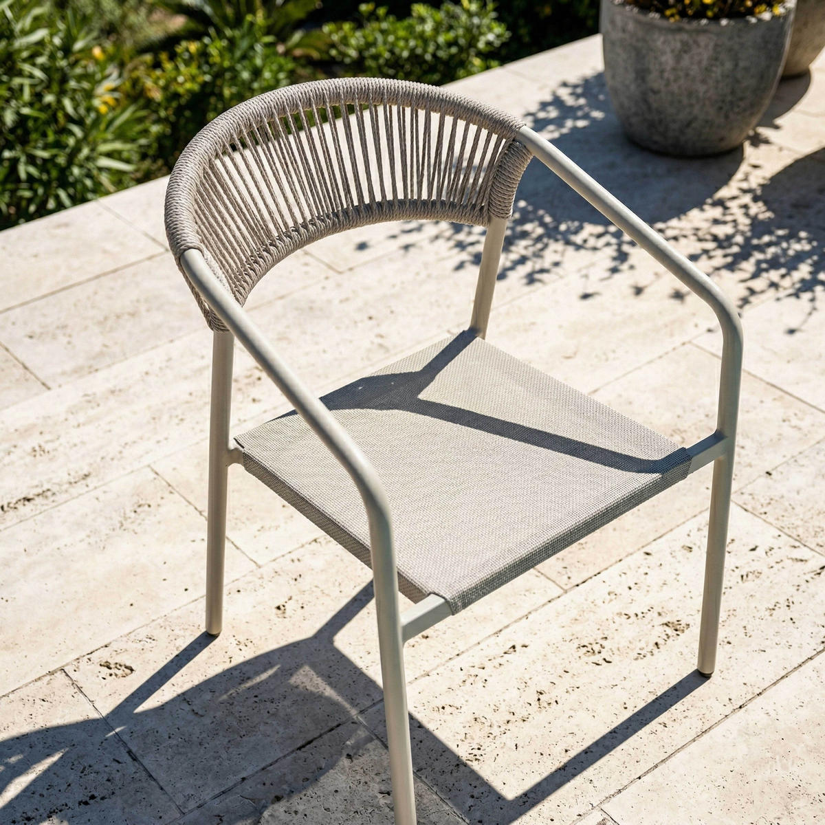 GARTENSTUHL, Nocera, beige - Beige, Metall (59.5/79/55cm) - Oviala