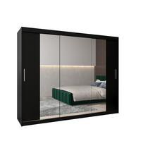 SCHWEBETÜRENSCHRANK 200/250/62 3-türig - Silberfarben/Schwarz, Holz/Kunststoff (250/200/62cm) - Abiks Möbel