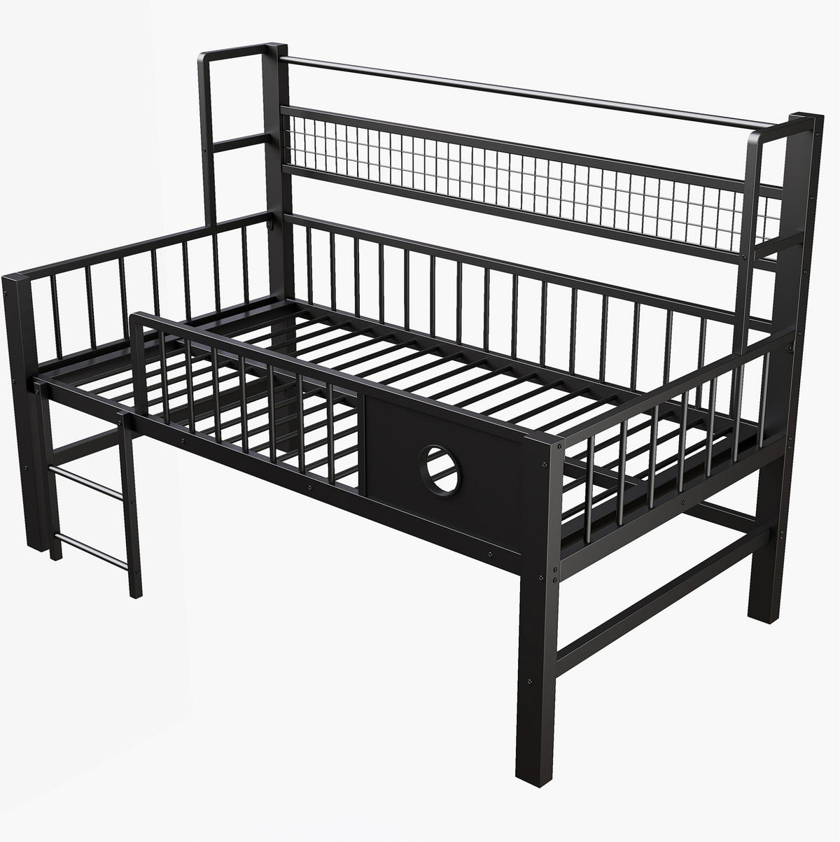 HOCHBETT mit Stauraum 90x200 cm Metall Schwarz - Schwarz, Metall (90/200cm) - Beauniv