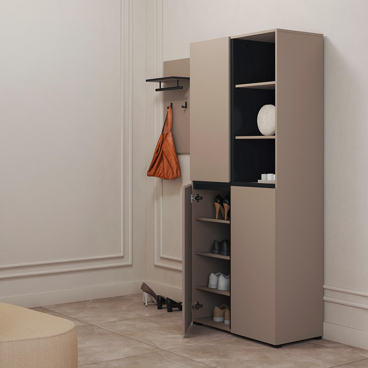 EINGANGSMÖBEL Lilia Taupe - Taupe, Holzwerkstoff (79.5/183.5/40cm) - Petits-meubles
