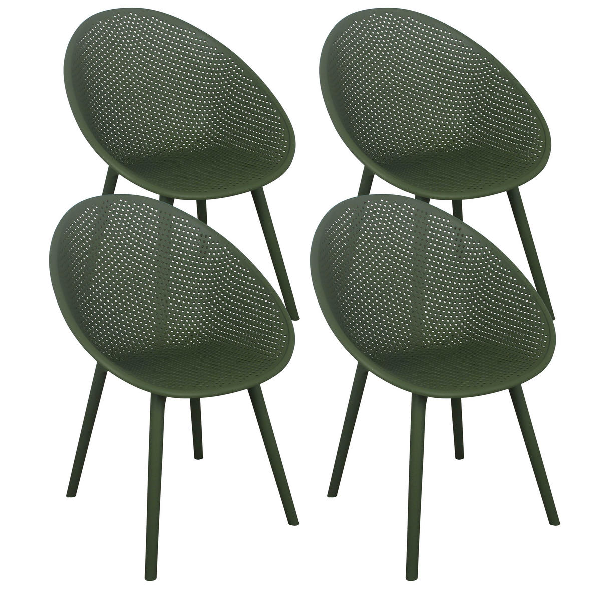 GARTENSTUHL 4-tlg., Grün - Grün, Kunststoff (59/59cm) - Oviala