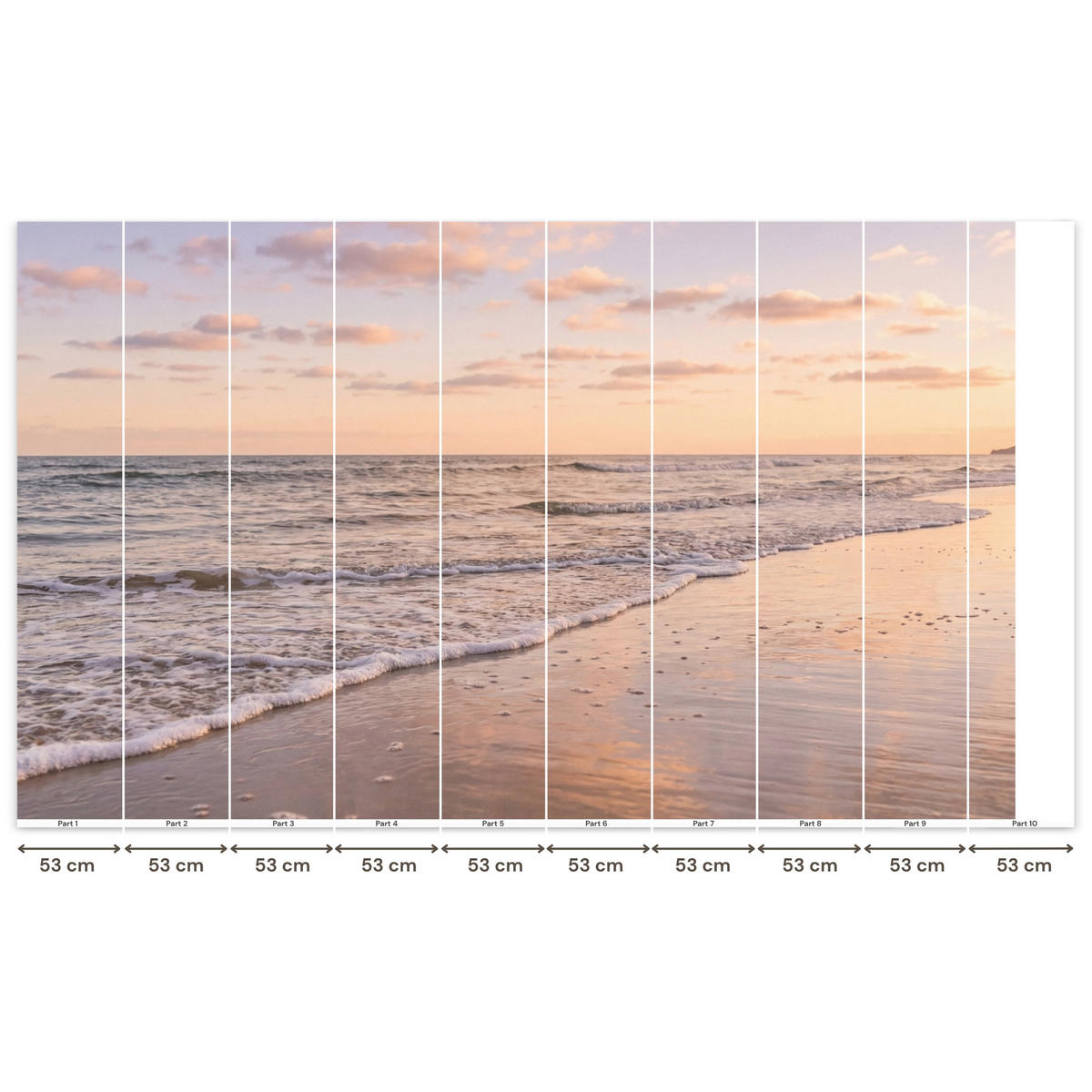 TAPETE - Strand - Brandung - Wolken - 450x280 cm - Hellrosa, Papier (450/280cm) - OnlyWow
