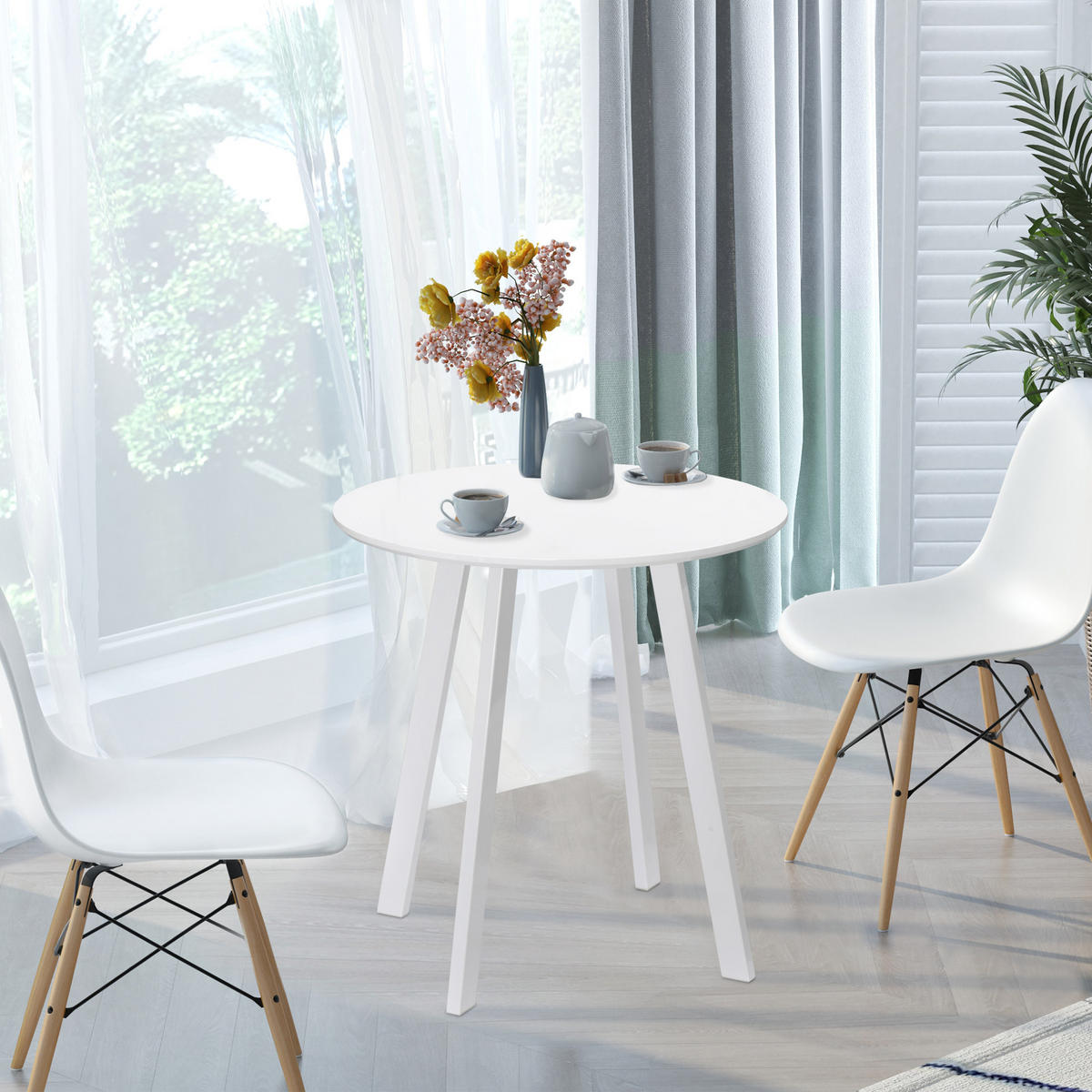 ESSTISCH, MDF, Metall, Weiß - Weiß, Kunststoff (72/72/75cm) - HOMCOM