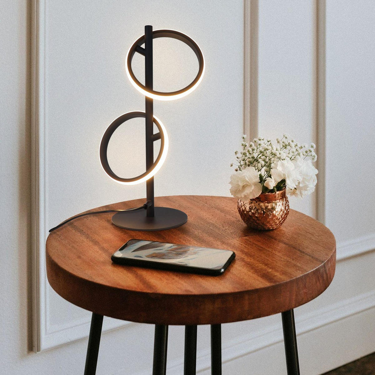 STOLNÍ lampa Abendorff LED 22/15,5/45,6 cm - černá, kov (22/15.5/45.6cm) - Nettlife