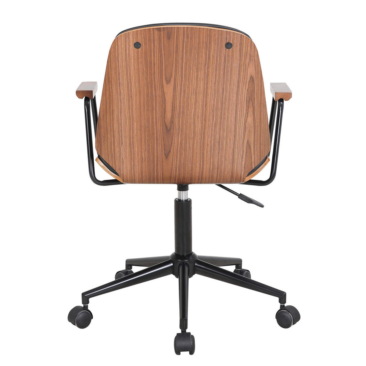 BÜRODREHSTUHL - Kunstleder / Metall, Schwarz / Walnuss - Schwarz, Kunststoff (59/80/55cm) - home24