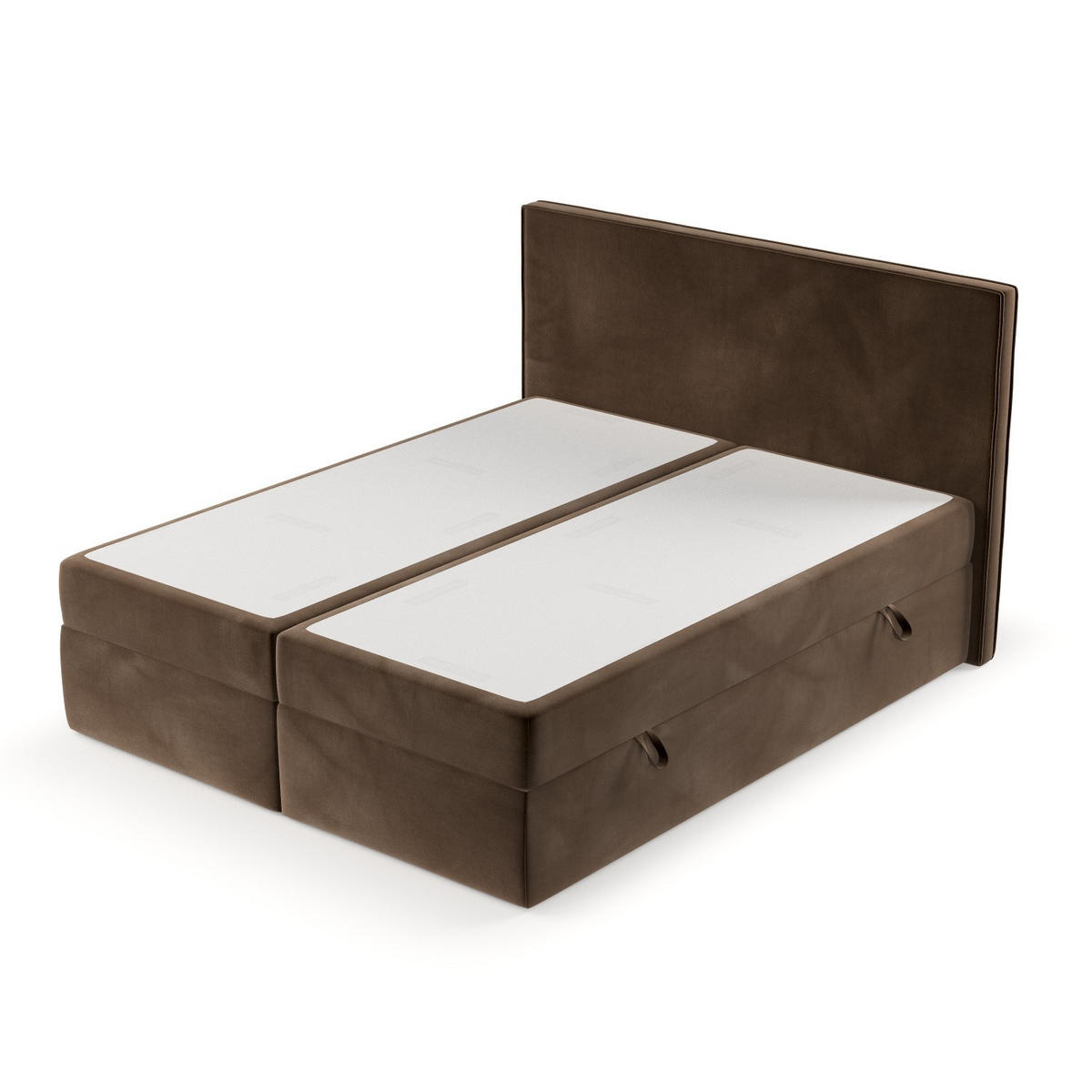 BOXBETT Nuvia 140/200 cm Braun im Kronos Stoff - Schwarz/Braun, Holz/Holzwerkstoff (140/200cm) - AltaBeds