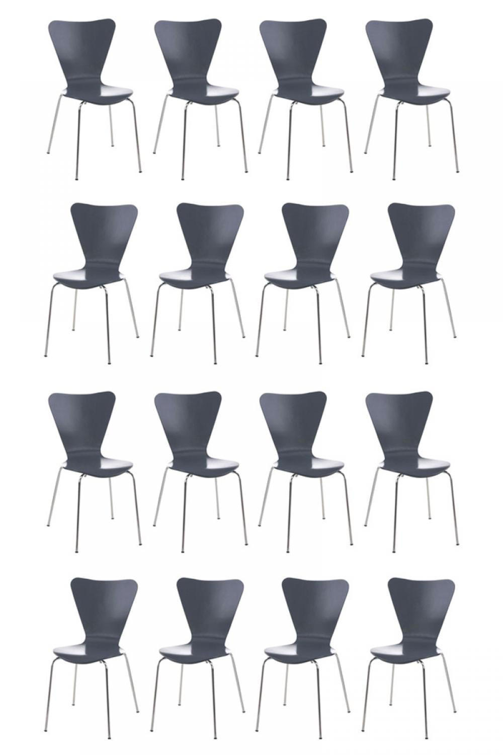 BESUCHERSTUHL 16er Set Holz grau - Grau, Holz/Metall (45/85/49cm) - CLP