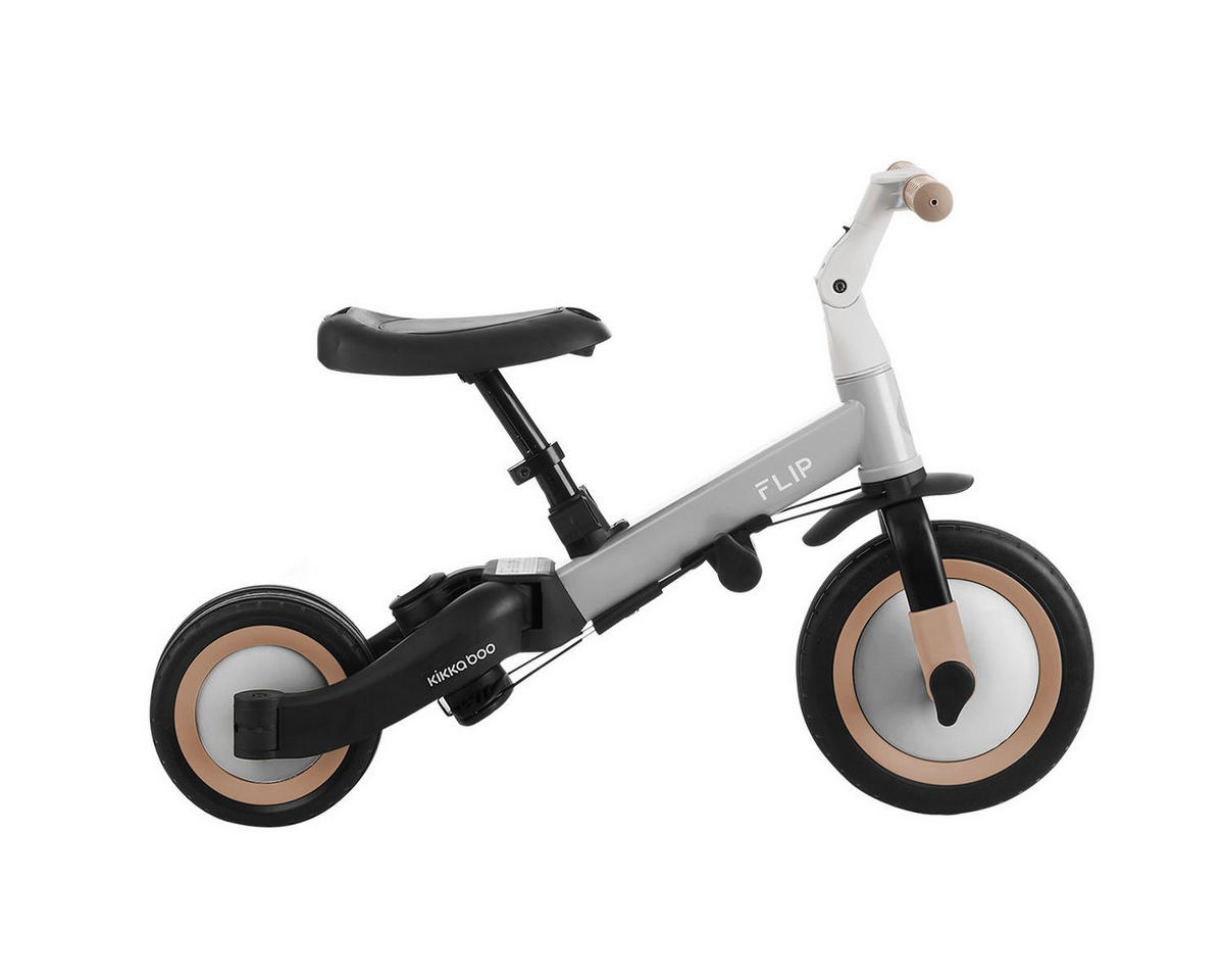 DREIRAD Flip 5 in 1 grau Stahlrahmen, rutschfeste Griffe, verstellbar - Grau, Metall (69/45/78cm) - Kikka boo