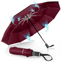 REGENSCHIRM Automatik Sturmfest 102 cm Spannweite Rot - Bordeaux, Textil (6/6cm)