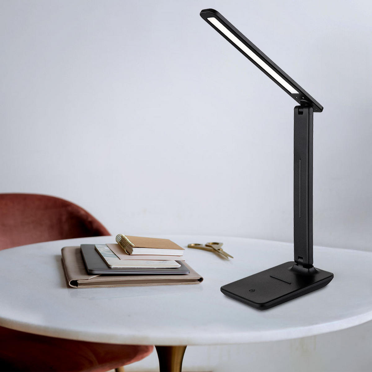 LED TISCHLEUCHTE Brighton Schwarz Kunstleder - Schwarz, Kunststoff (38/11.5/50cm) - Globo Lighting