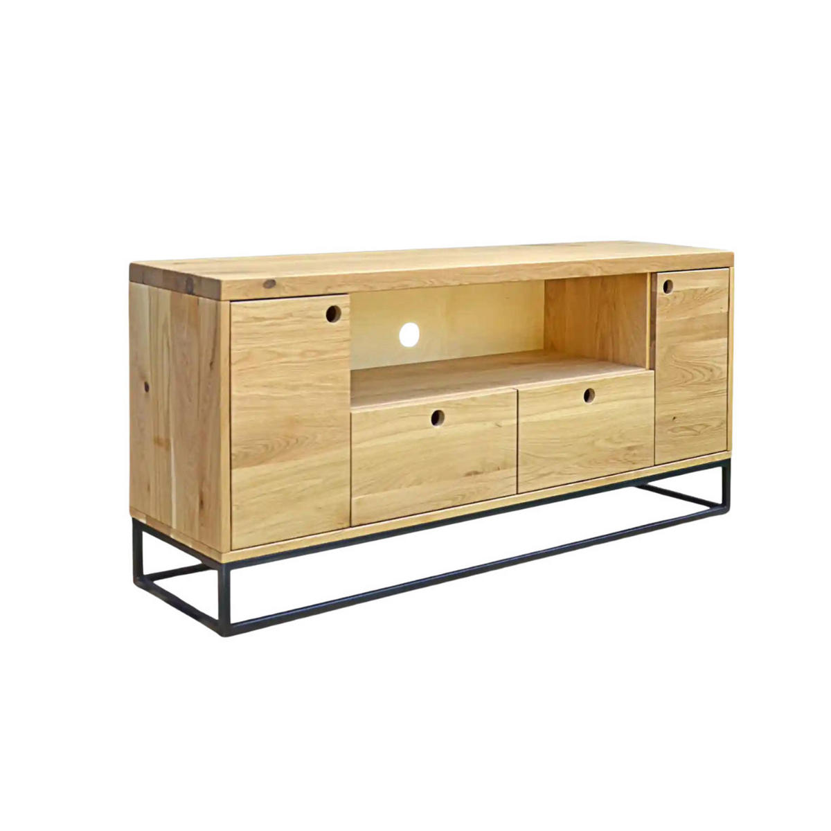 TV-SCHRANK im Industrie Look aus Eichenholz fürs Wohnzimmer MERIS - Eichefarben, Holz (160/70/40cm) - Rawood Furniture